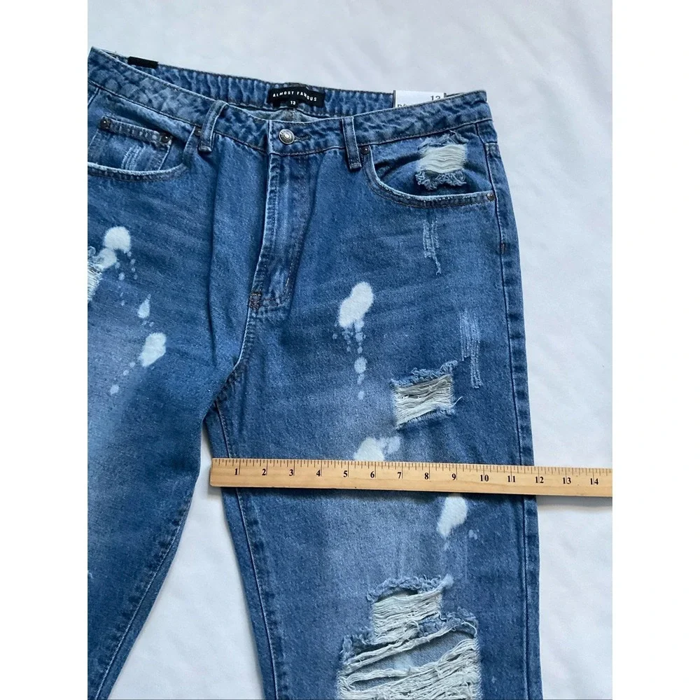 Almost Famous Womens  Boyfriend  Jeans‎  Distressed  Blue Size 13